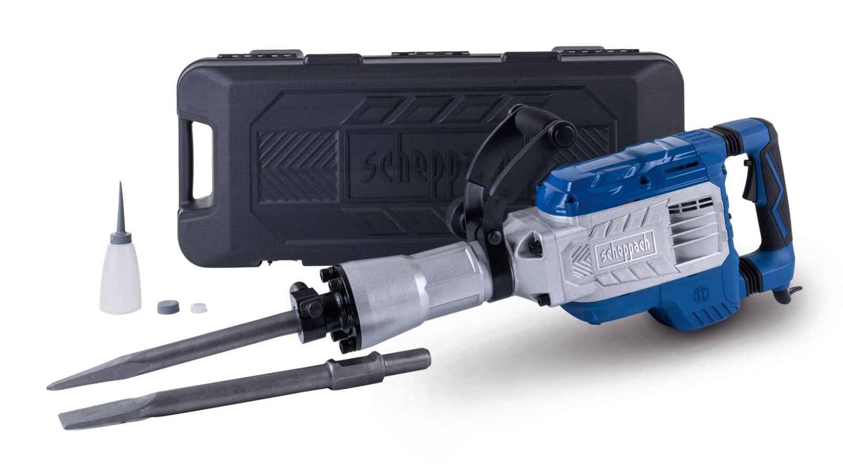 Abbruchhammer AB1900 1900W 60J Schlagkraft 390mm inkl Spitzmeißel und Flachmeißel Transportbox kabelgebunden