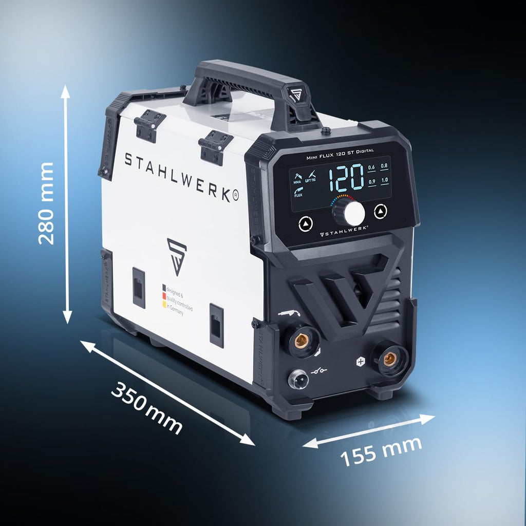 Mini FLUX 120 ST Digital Inverter Schweißgerät für gaslosen Fülldraht Vollausstattung bis 120 A