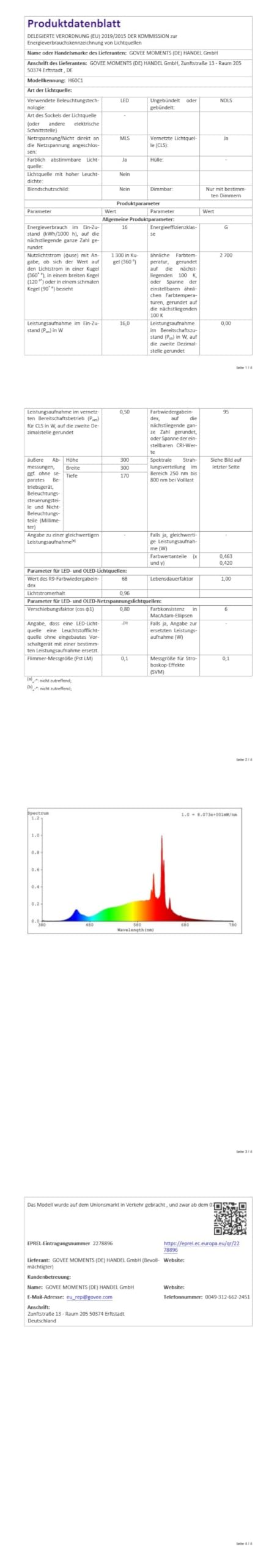 Pendelleuchte mit smarter Segmentierungskontrolle RGBIC und Weißlicht Energieeffizienzklasse G