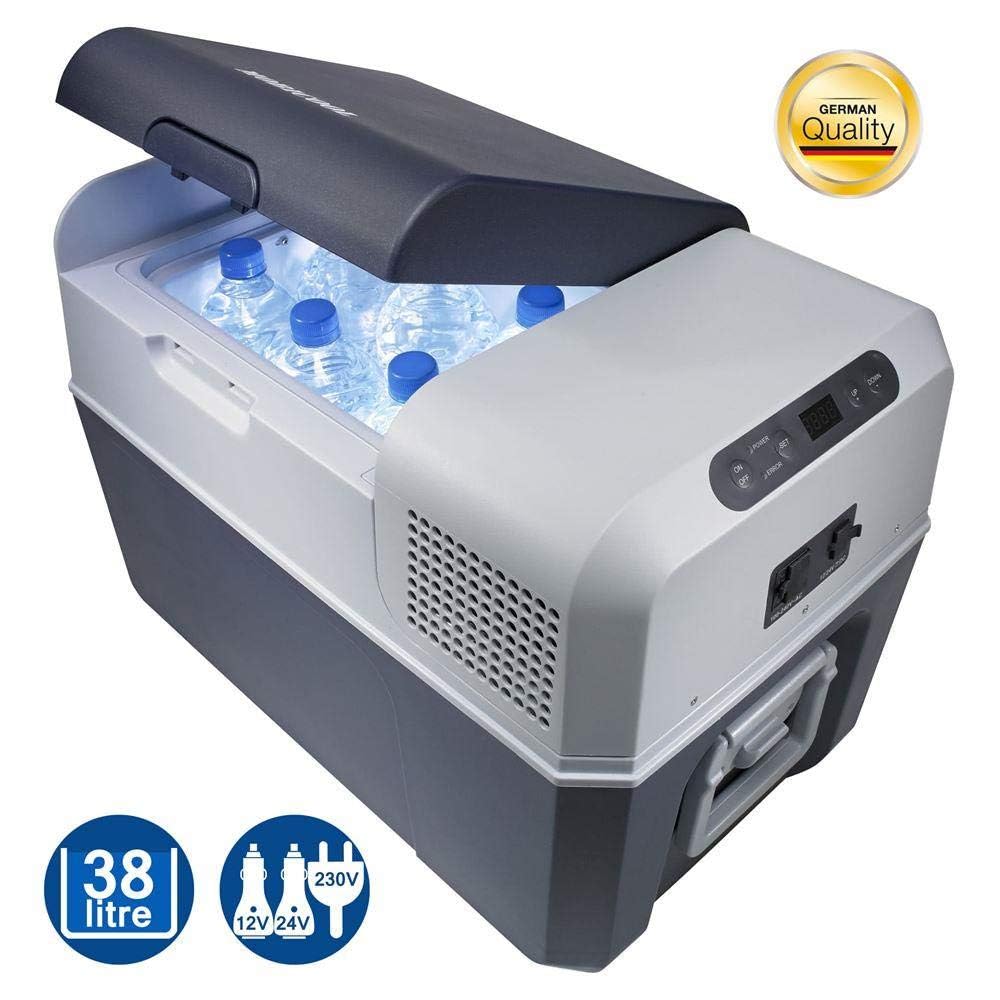 Kompressor Campingkühlbox FR40 38L 12V 24V 230V Auto Wohnmobil Tiefkühlfunktion Digitaldisplay Energieklasse C