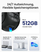 4K Ultra HD WiFi 6 PTZ Überwachungskamera für Außenbereich mit WLAN Auto Tracking und Zoom
