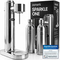 Wassersprudler aus Edelstahl, 2x 1,1 L Edelstahlflaschen, geschmacksneutral, 100% dicht, mit Druckablassventil
