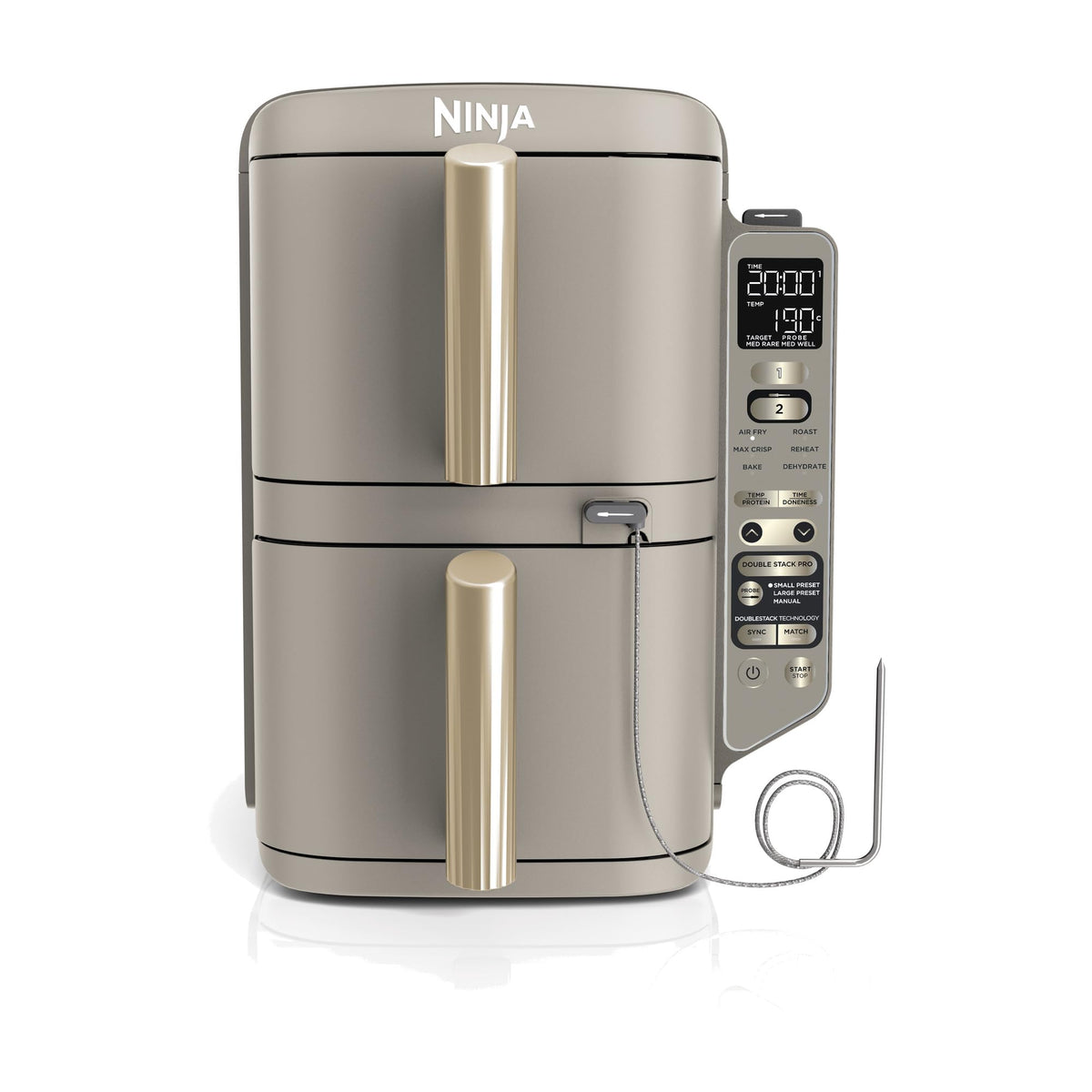 Multifunktionale Double Stack XL Heißluftfritteuse mit 6 Funktionen in Steingold SL451EUSD