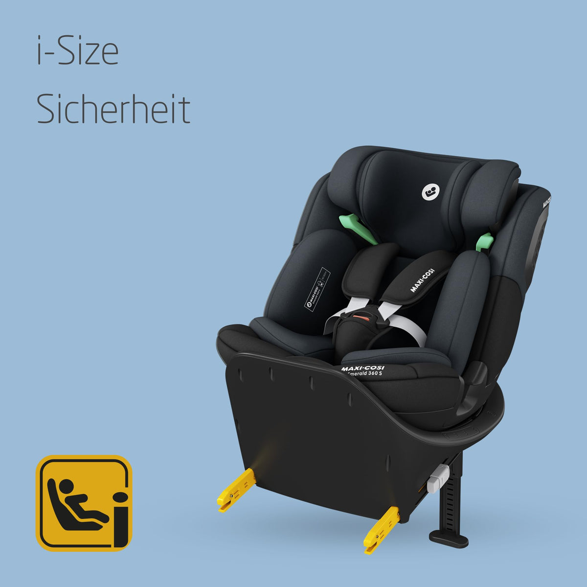 Emerald 360 S i-Size, Autositz 360 Grad drehbar, Auto Kindersitz, FlexiSpin-Drehung, 4 Liegepositionen, Tonal Black