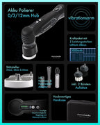 EVO Mini Akku Poliermaschine 25er Set Exzenter und Rotation Akkus Adapter Stützteller Pads Polituren Zubehör