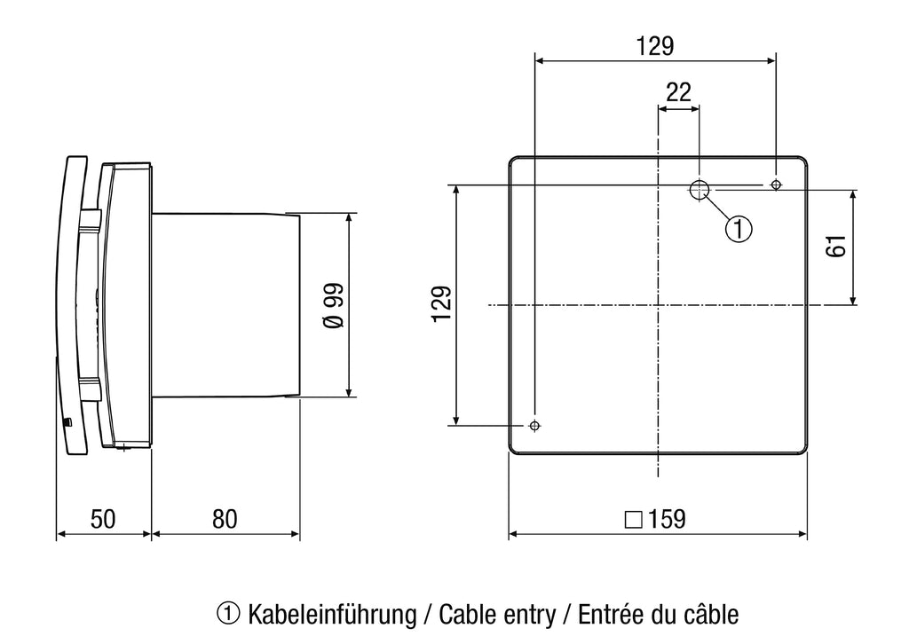 ECA 100 ipro H Feuchtevollautomatik zweistufiger Kleinraumventilator für Bad Dusche Saunavorraum Waschküche