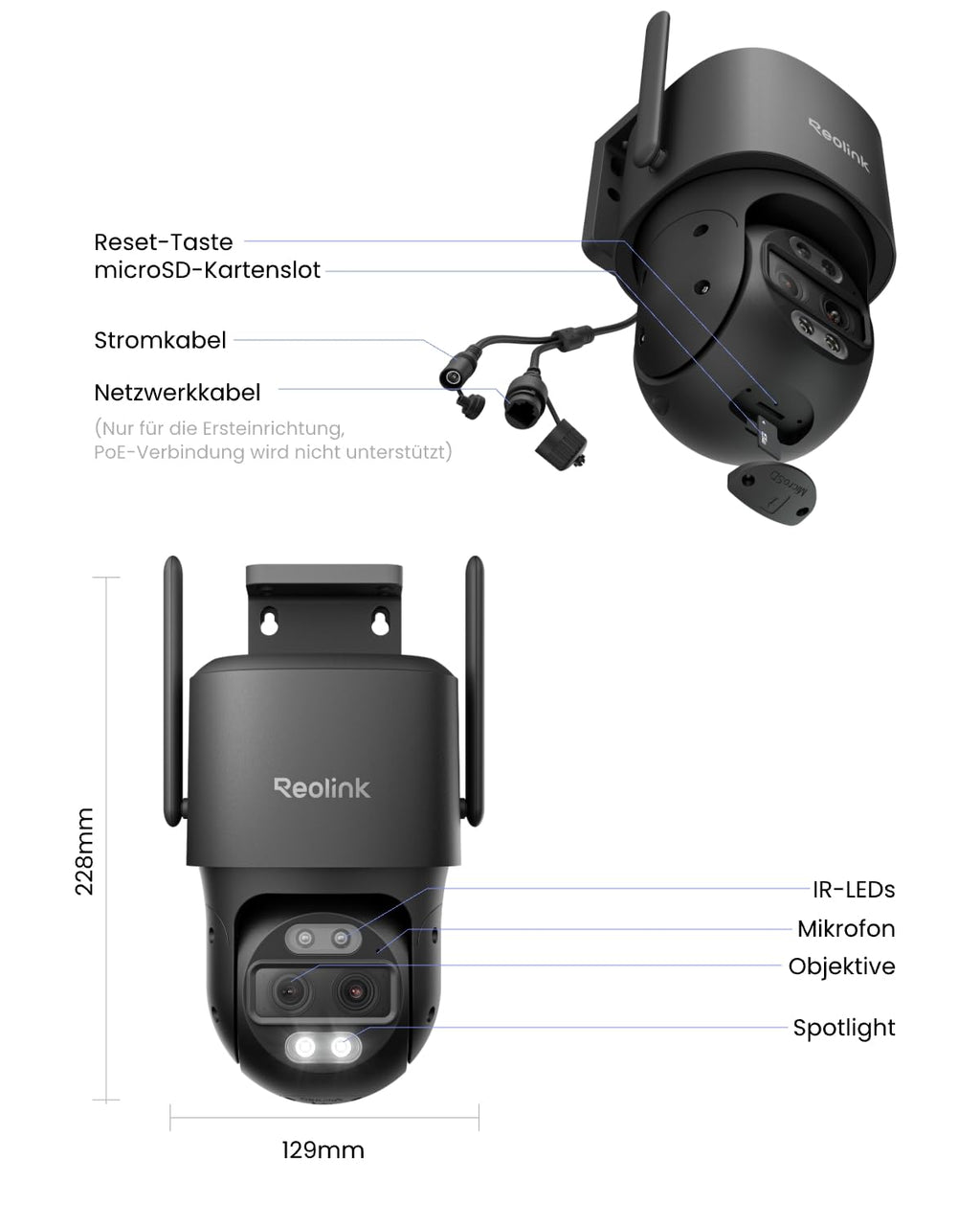 4K Ultra HD WiFi 6 PTZ Überwachungskamera für Außenbereich mit WLAN Auto Tracking und Zoom