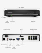 8CH PoE NVR Videoüberwachungssystem Rekorder mit 2TB Festplatte für IP Kameras Modell RLN8 410