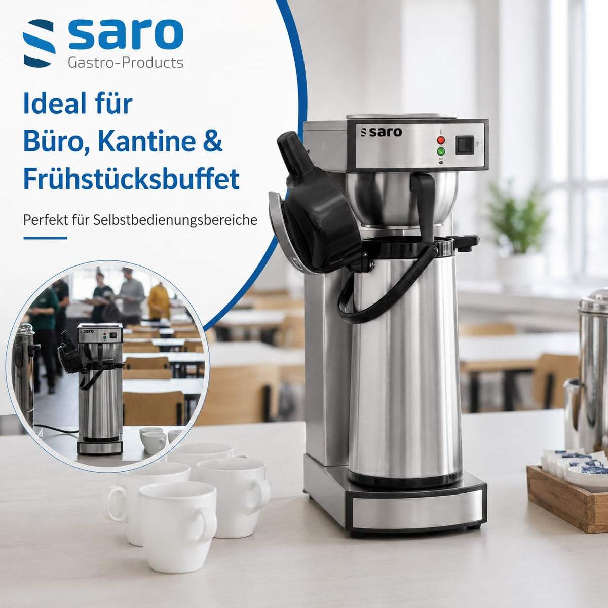 Kaffeemaschine Thermo 24 mit Edelstahl Isolierpumpkanne 2,2 L Brühzeit 5 bis 6 Min Trockenlaufschutz 2,069 kW