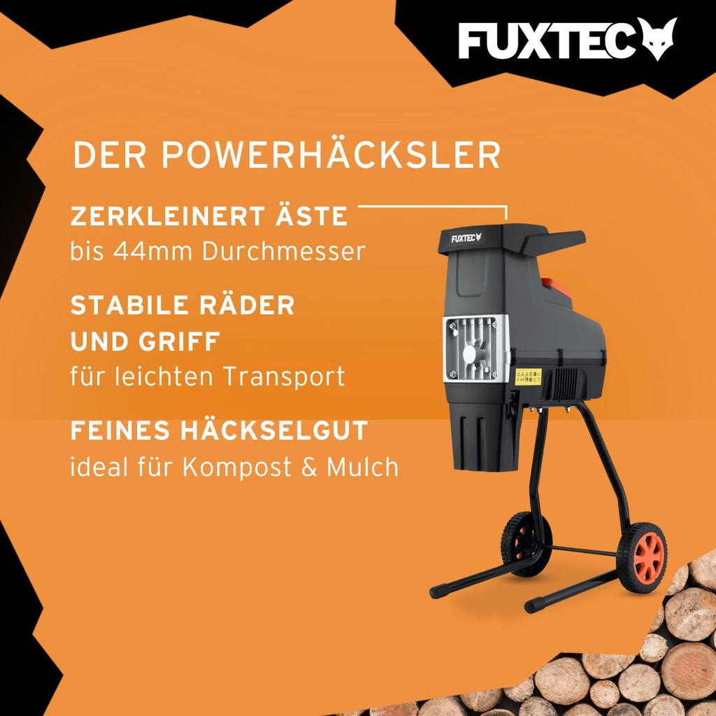 Broyeur de végétaux électrique FX-EGH2800T 2800 W diamètre de coupe de 44 mm pour branches et déchets verts