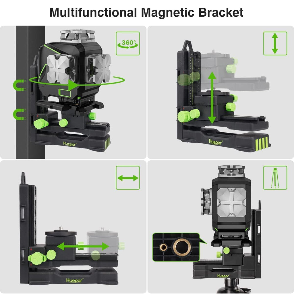4x360° grüner selbstnivellierender Kreuzlinienlaser mit LCD und Empfänger 16 Linien S04 5RG