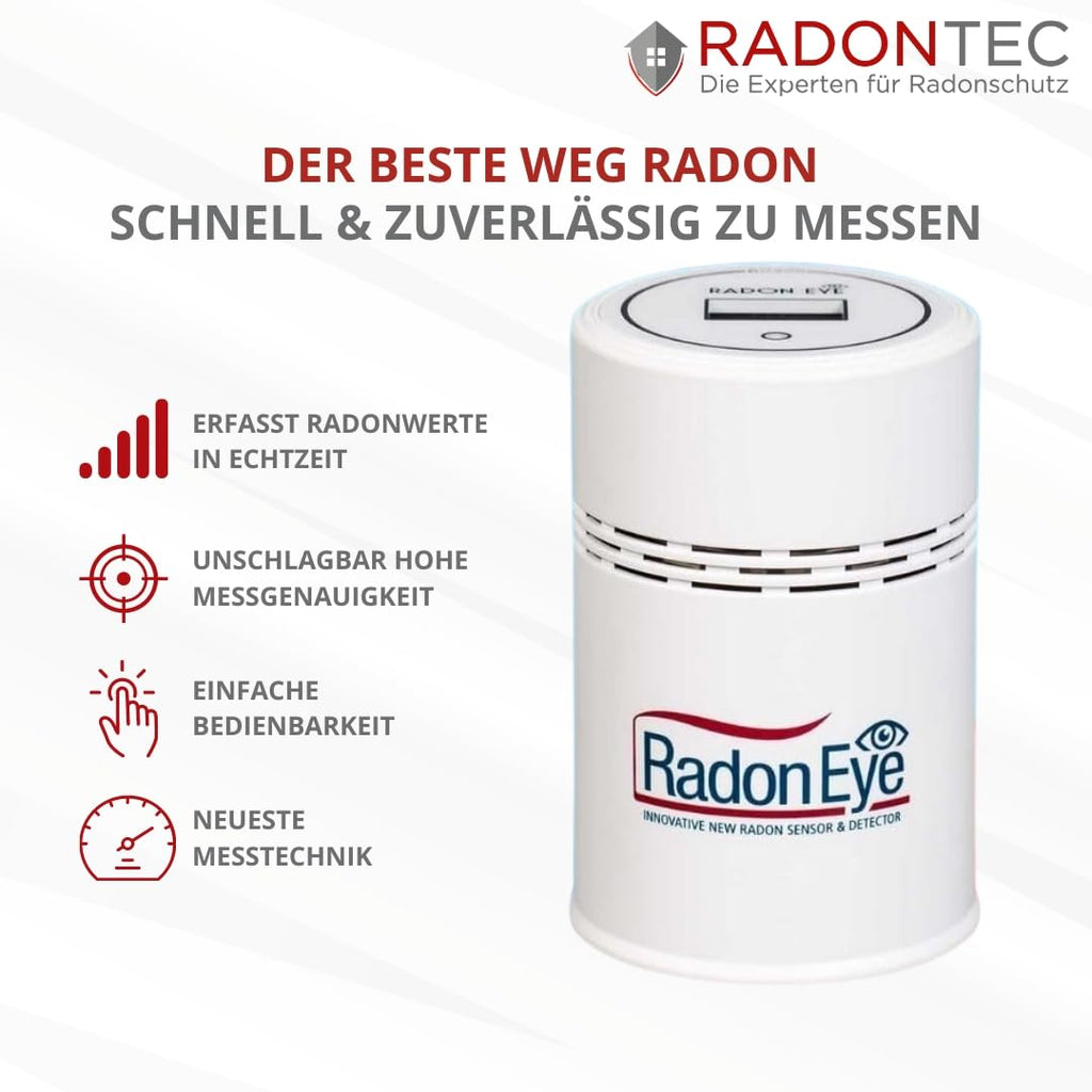 Präzises Radonmessgerät RadonEye RD200 für Zuhause Keller Arbeitsplatz Echtzeitüberwachung Langzeitmessung App