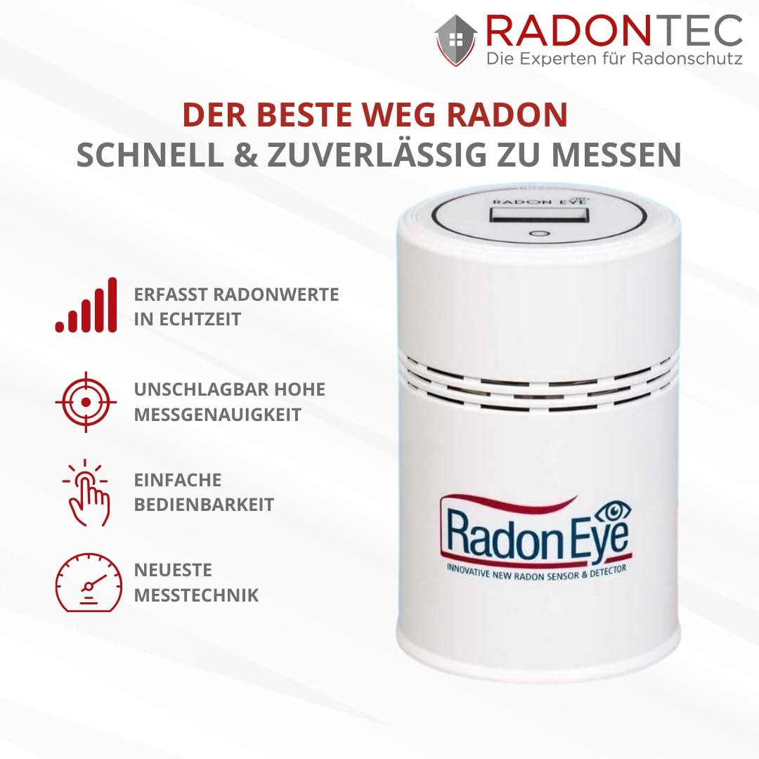 Präzises Radonmessgerät RadonEye RD200 für Zuhause Keller Arbeitsplatz Echtzeitüberwachung Langzeitmessung App
