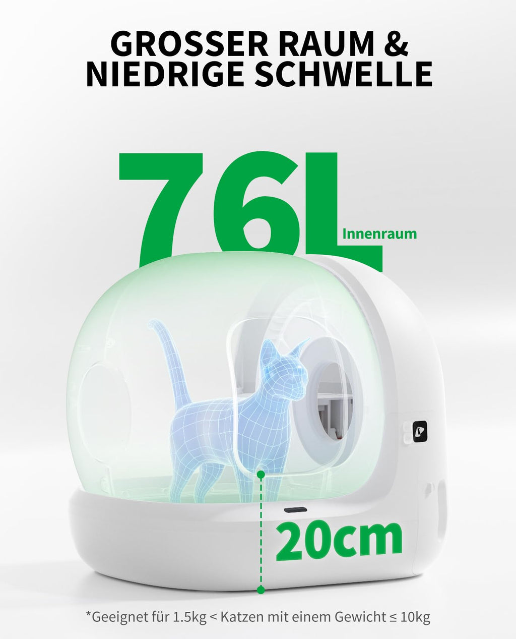 Pura Max 2 selbstreinigende Katzentoilette 76L App Steuerung Geruchsbeseitigung xSecure für mehrere Katzen N50
