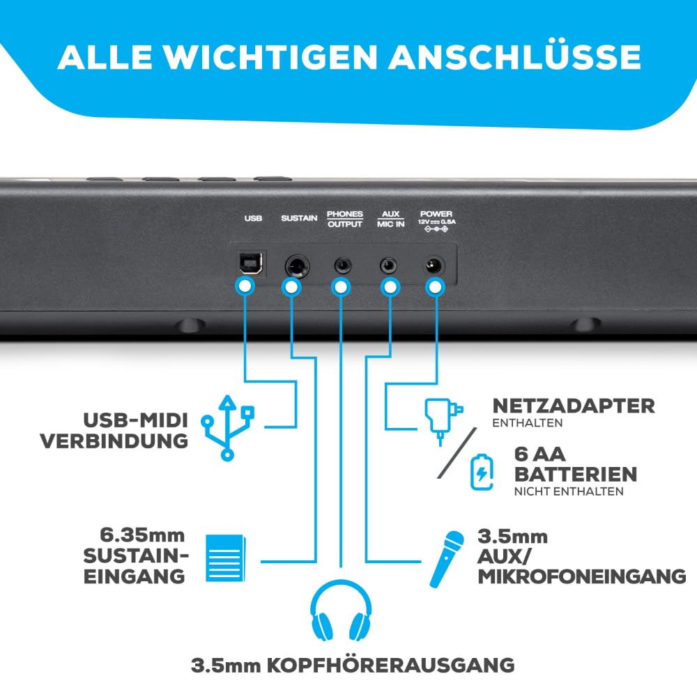 Recital Play 88 Tasten Keyboard Piano Bundle mit vollwertiger Klaviatur ideal für Anfänger und Musikunterricht