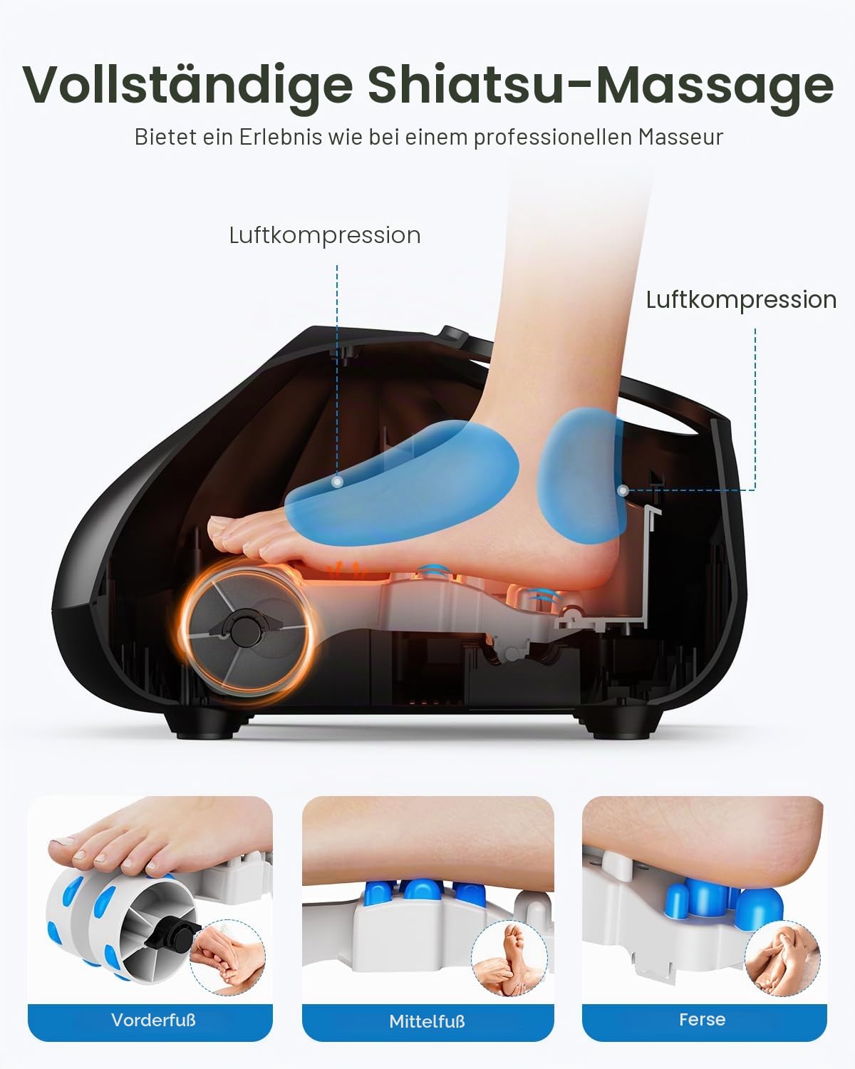 Elektrisches Fußmassagegerät mit Wärme im Großformat perfekt für die Fußpflege und Entspannung