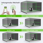 4x360° grüner selbstnivellierender Kreuzlinienlaser mit LCD und Empfänger 16 Linien S04 5RG