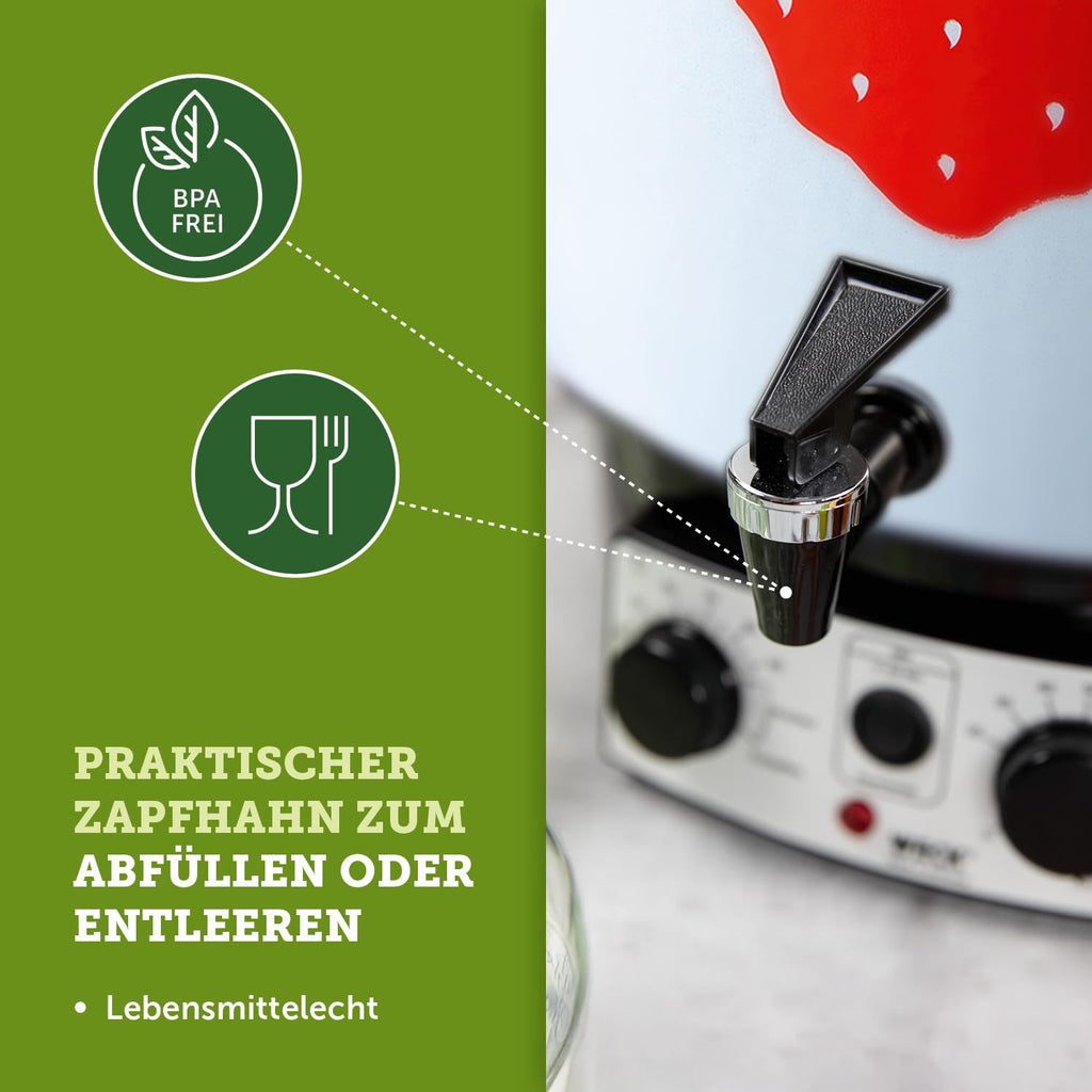Einkochautomat 29L WAT15-A Emaille Thermostat Auslaufhahn Timer Dampfentsafter Glühweinkocher