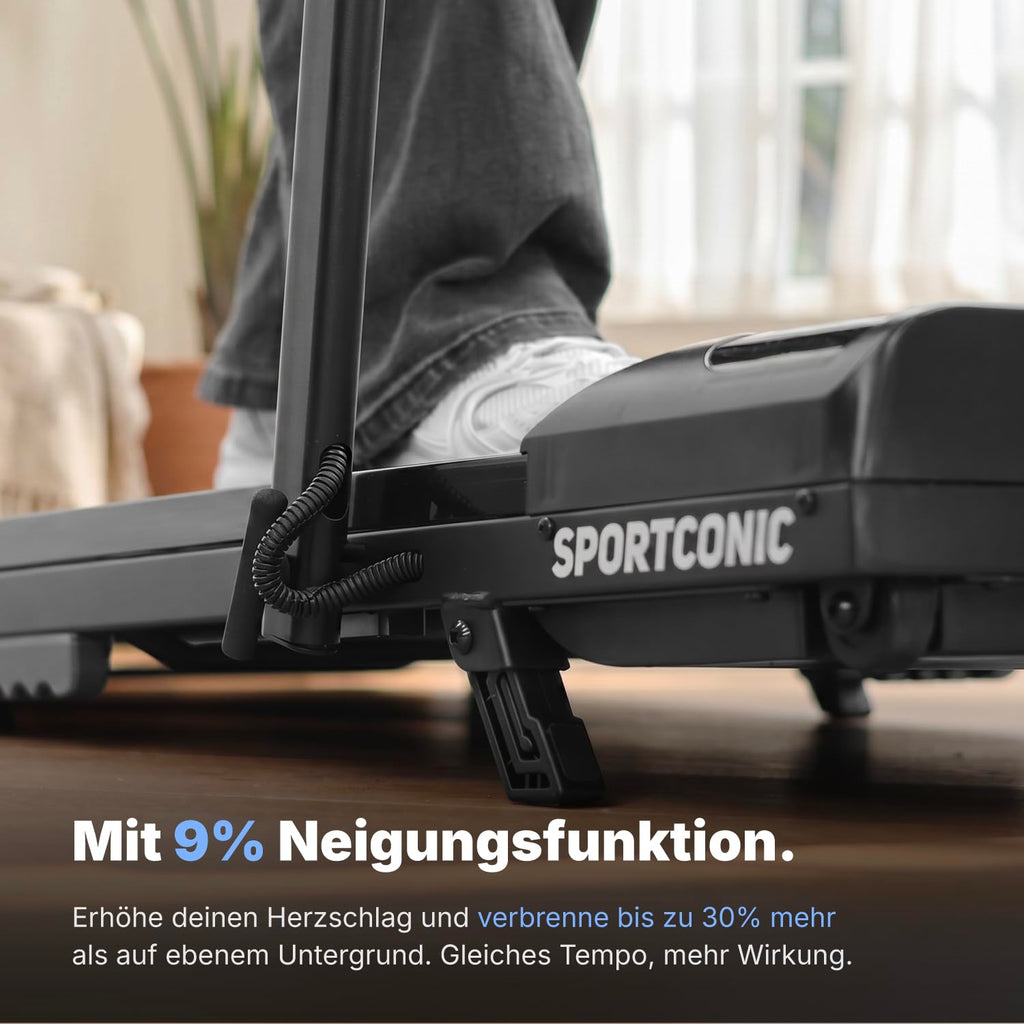 Laufband 1 bis 12 km/h elektrisch, klappbar mit Steigung und Tablethalterung, leise im Homeoffice, Walking Pad