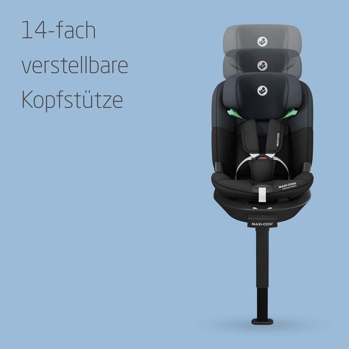 Emerald 360 S i-Size, Autositz 360 Grad drehbar, Auto Kindersitz, FlexiSpin-Drehung, 4 Liegepositionen, Tonal Black