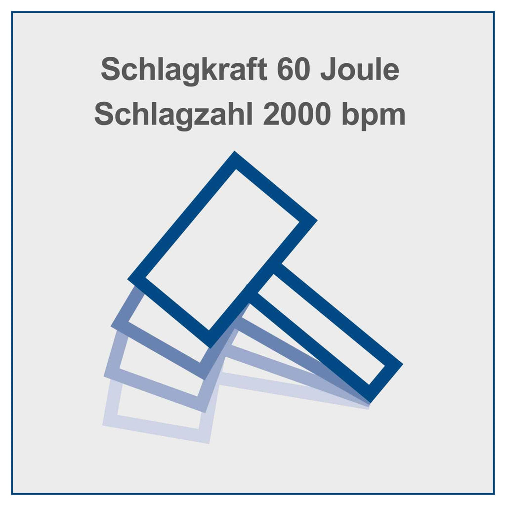 Abbruchhammer AB1900 1900W 60J Schlagkraft 390mm inkl Spitzmeißel und Flachmeißel Transportbox kabelgebunden
