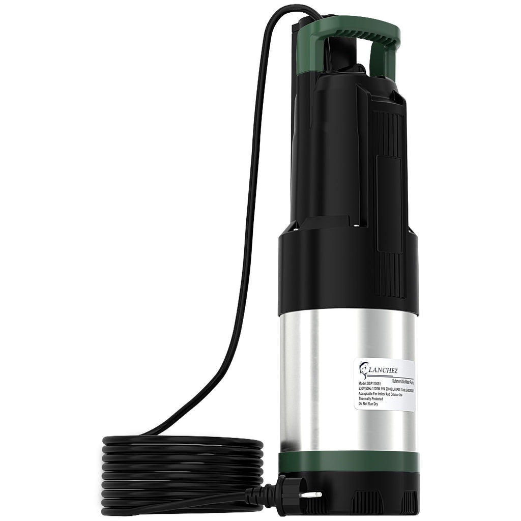 Tauchdruckpumpe 1100W 6300 l/h max. Förderhöhe 47 m für Gartenbewässerung, Wassertank und Kellerentwässerung