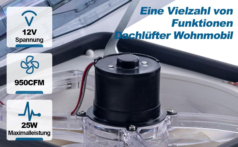 Dachlüfter 12V für Wohnmobil Wohnwagen Fernbedienung automatischer Regensensor leistungsstark leise 10 Stufen