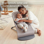 Babywippe Bliss aus gewebtem Stoff mit klassischer Steppung in Sandgrau