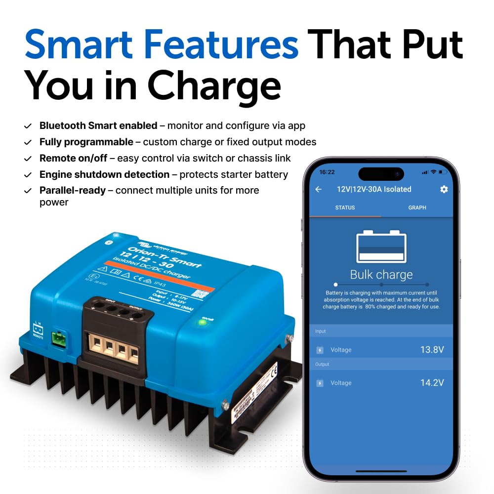 Orion Tr Smart DC DC Ladebooster 12/12V 30A 360W isoliertes Batterieladegerät für Wohnmobil und Boot