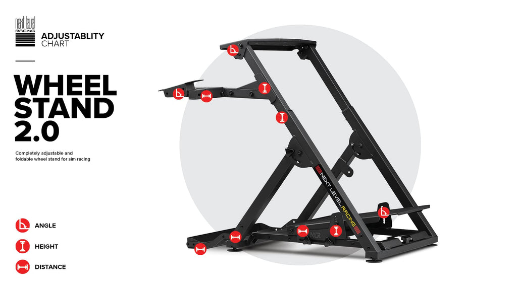 Racing Simulator Wheel Stand 2.0, Adjustable Height and Angle, Foldable Steel Frame with Shifter Mount