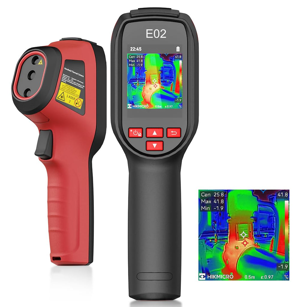 Kompakte Wärmebildkamera E02 SuperIR 240x240 20Hz Minus20°C bis 400°C mit Laserpointer und visueller Kamera