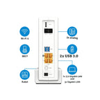 Kabelrouter 6690 mit DOCSIS 3.1 und WiFi 6, 4x Gigabit LAN, Mesh WLAN, DECT Telefon, weiß/rot