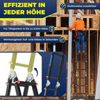Alu 6in1 Mehrzweckleiter 20 Sprossen 520 cm 150 kg ausziehbar rutschfest Gelenkleiter Anlegeleiter Schwarz