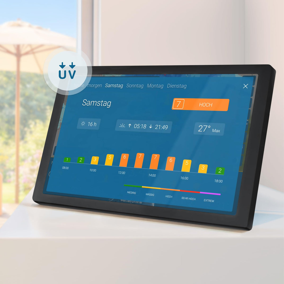 WLAN Wetterstation home 4 mit WetterRadar HD Farbdisplay RegenRadar Unwetterwarnungen 14 Tage Wettervorhersage