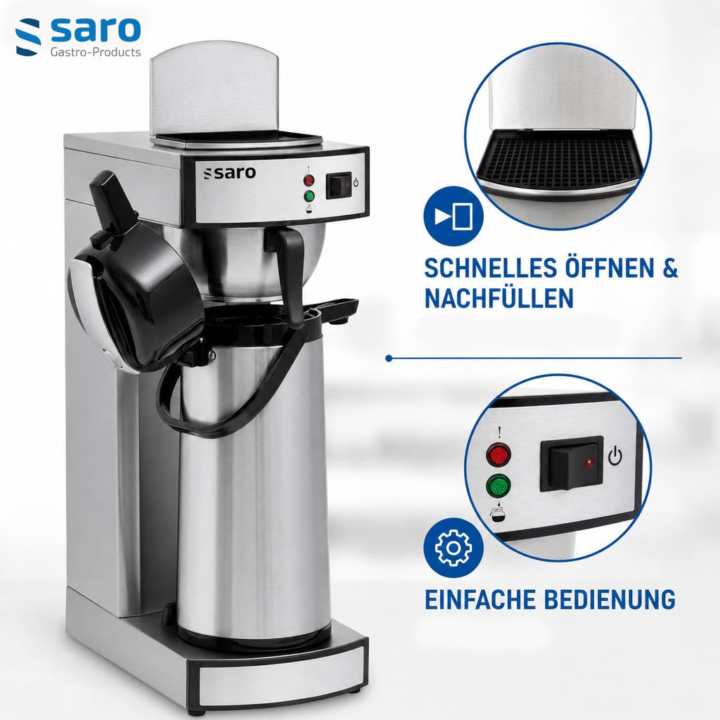 Kaffeemaschine Thermo 24 mit Edelstahl Isolierpumpkanne 2,2 L Brühzeit 5 bis 6 Min Trockenlaufschutz 2,069 kW