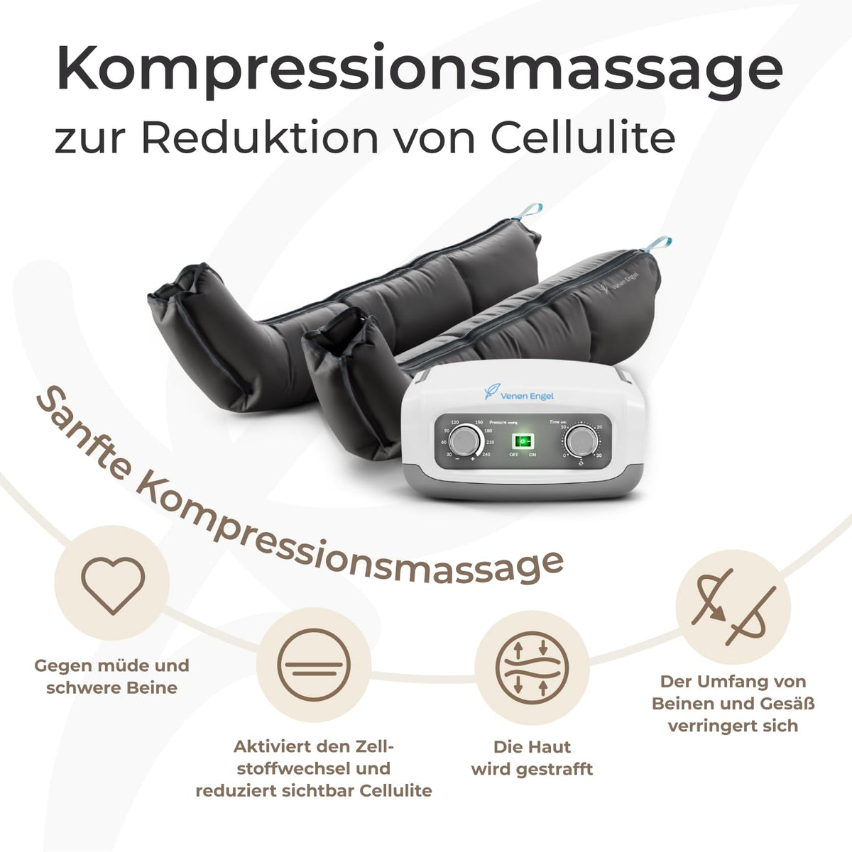Beinmassagegerät 4 Basic Beinmanschetten 4 Luftkammern 1 Massageprogramm gegen Cellulite fördert Durchblutung