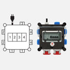 Kompakter Gummi-Stromverteiler, FI-Schalter, LS-Schalter, 2m Kabel, 2x CEE 400V/16A, 5x 230V/16A, im Freien