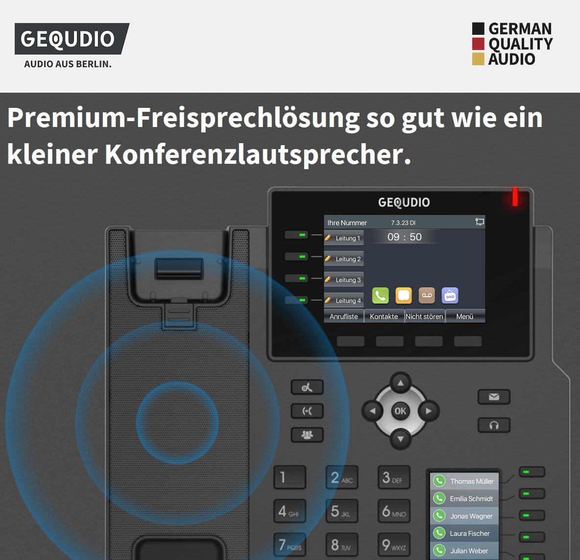 IP Telefon VoIP SIP GX5+ mit 2x Farbdisplay und Freisprechfunktion für FritzBox und Telekom