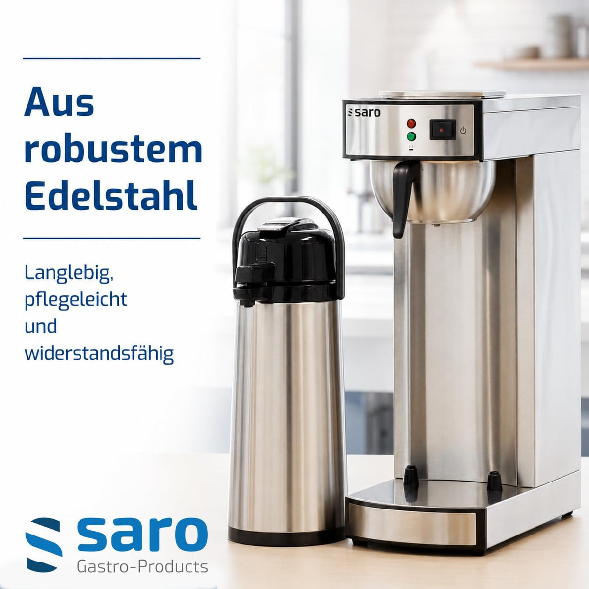 Kaffeemaschine Thermo 24 mit Edelstahl Isolierpumpkanne 2,2 L Brühzeit 5 bis 6 Min Trockenlaufschutz 2,069 kW