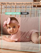 BM03 Babyphone mit Kamera ohne WLAN 5,5 Zoll Monitor mit Nachtsicht, Gegensprechfunktion und Temperaturanzeige