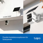 C645D KIT Solar Außenkamera mit Akku 2K Dualobjektiv 165° 6mm WLAN 2,4/5GHz KI Erkennung 24/7 microSD Cloud
