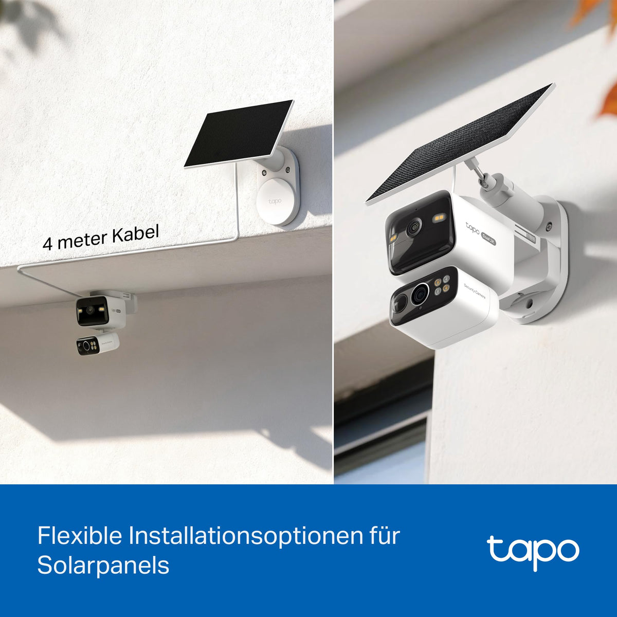 C645D KIT Solar Außenkamera mit Akku 2K Dualobjektiv 165° 6mm WLAN 2,4/5GHz KI Erkennung 24/7 microSD Cloud