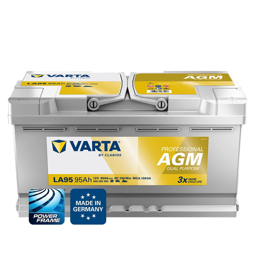 Professional Dual Purpose AGM Batterie LA95 12V 95Ah 850A, wartungsfrei, für Wohnmobile, Wohnwagen, Boote