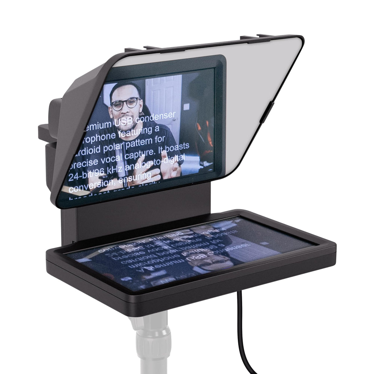 Teleprompter mit integriertem Bildschirm für Videoaufnahmen und Livestreaming mit Kamera und Smartphone