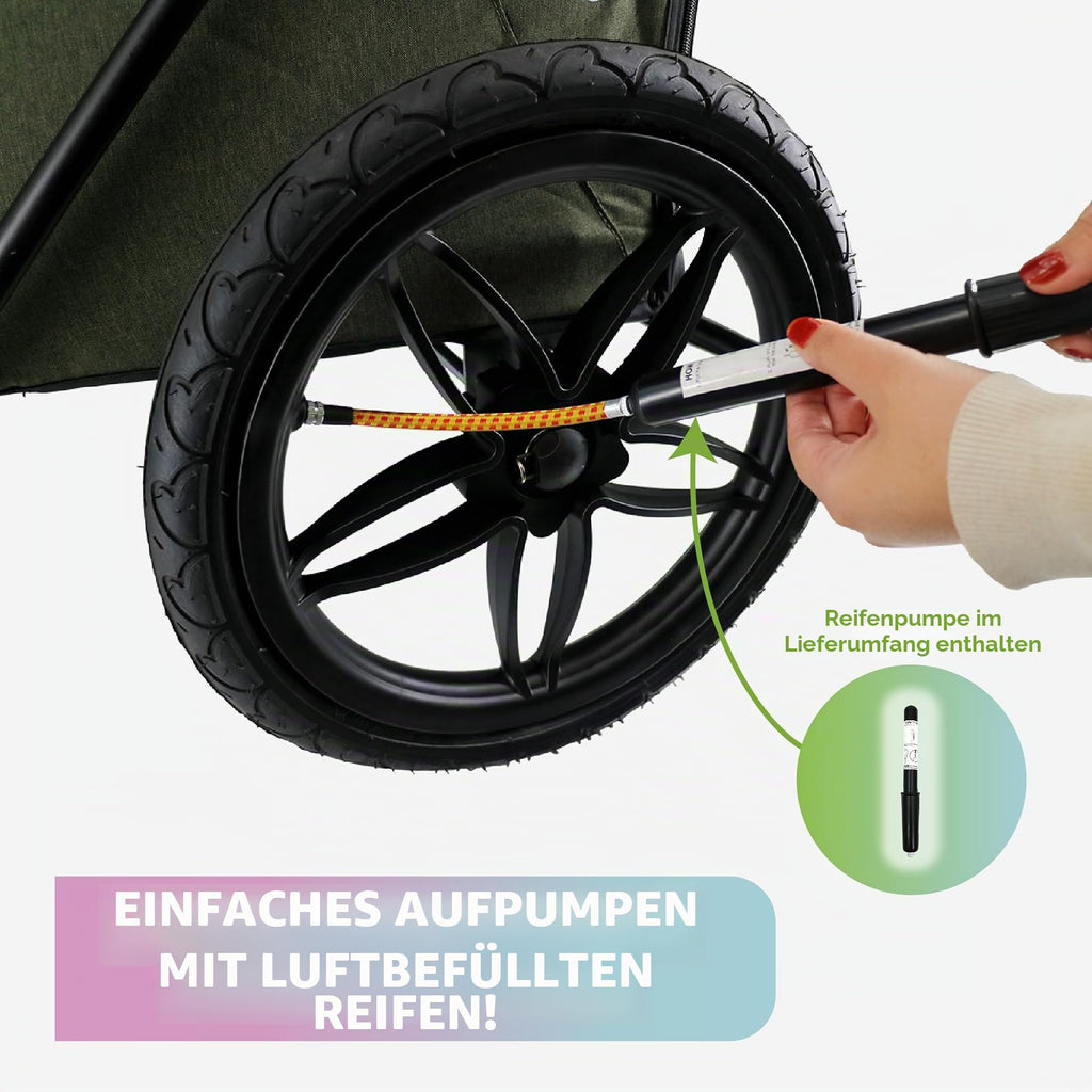 Breeze Große Hundebuggy Hundewagen mit Luftreifen wandelbar zum Fahrradanhänger für Hunde Schwarz 1 Stück