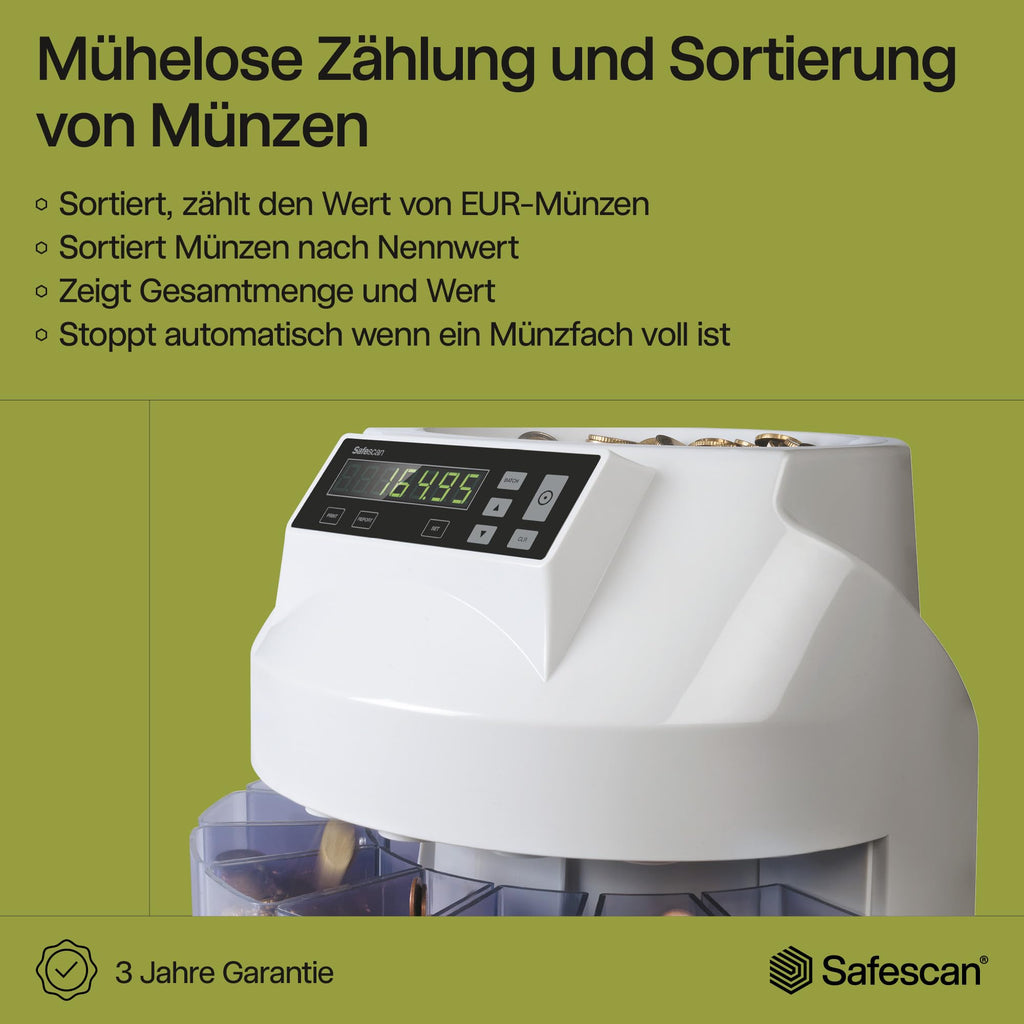 Präziser Münzzähler Geldzählmaschine 1250 mit Sortierfunktion und hoher Genauigkeit