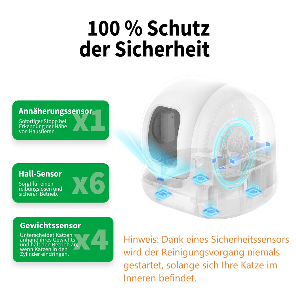 Pura Max 2 selbstreinigende Katzentoilette 76L xSecure Geruchsbeseitigung Appsteuerung für mehrere Katzen