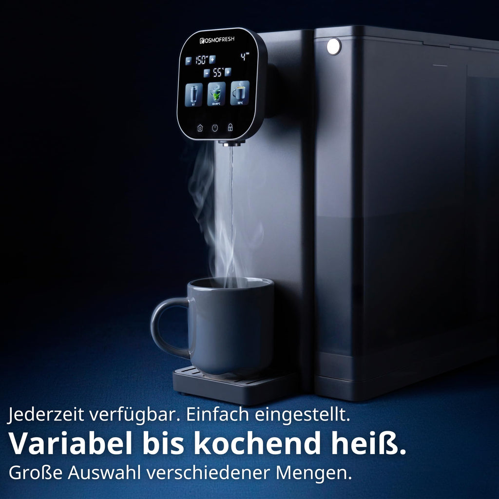 Auftisch Osmoseanlage Fusion Air, Heißwasserspender, Filter und Mineralien, 3fach UVC LED, ohne Installation