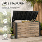 Gartenbox Ontario 870L 147x83x86 cm Kunststoff in Holzoptik Deckel mit Gasdruckfedern abschließbar