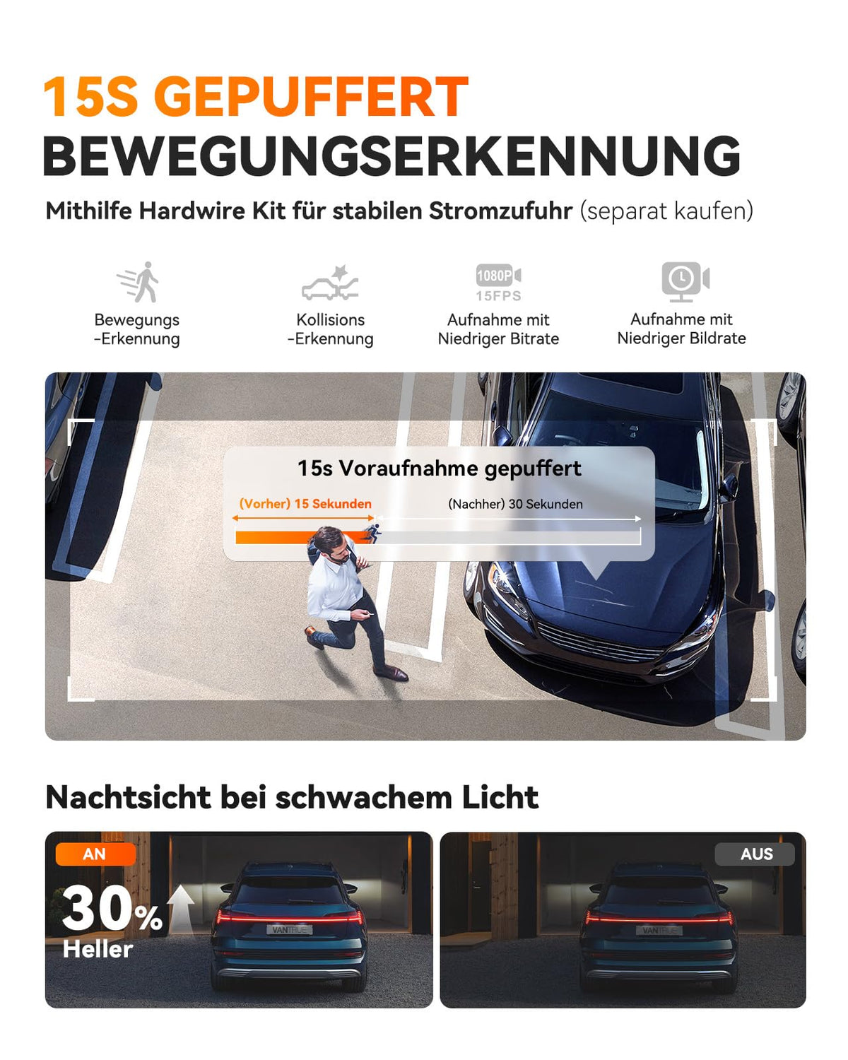 E1 Pro Dashcam mit 4K HDR STARVIS 2 Sensor und CPL Filter für Auto vorne als kompakte Mini Dashcam